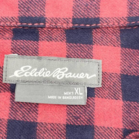 Eddie Bauer Men Flannel Shirt XL Red Plaid Supersoft Stretch Fall Cozy Cabincore - Picture 7 of 9
